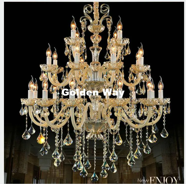 Free Shipping Luxury European Hotel Chandelier E14 Lamparas Retro Cognac Chandelier Cristal Lustre Penthouse Cystal Chandelier