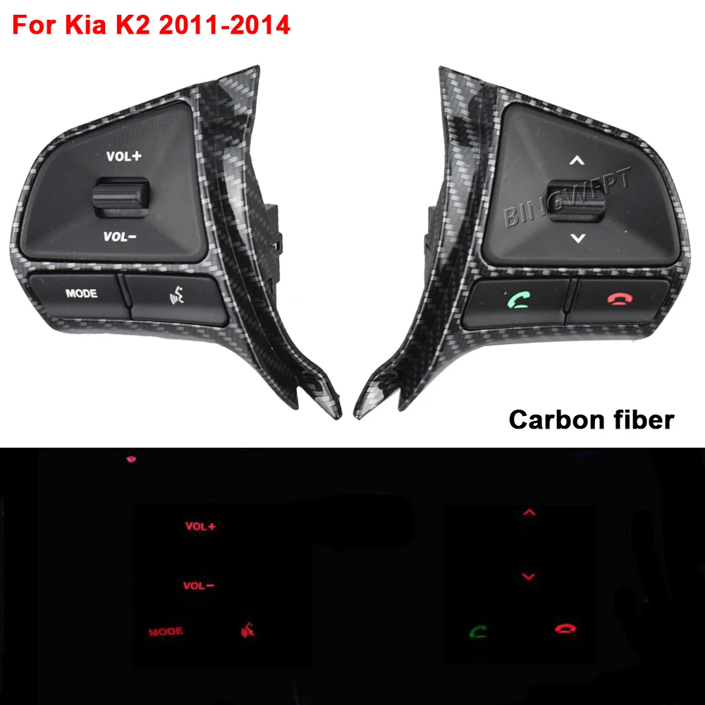 Telephone Sound With Backlight For KIA K2 2011 2012 2013 2014 Steering Wheel Audio Volume Music Control Button