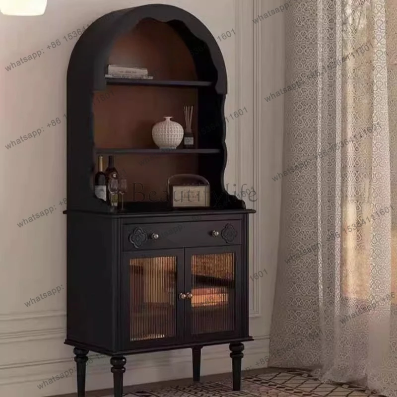 

2026 American style, solid wood bookcase, medieval display, multi-functional side cabinet