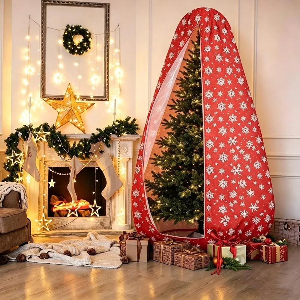 Non-woven Plant Frost Cover Snowflake Print with Zipper & Drawstring Tree Freeze Protection Cover Shrub Frost Cloth Trees Plants