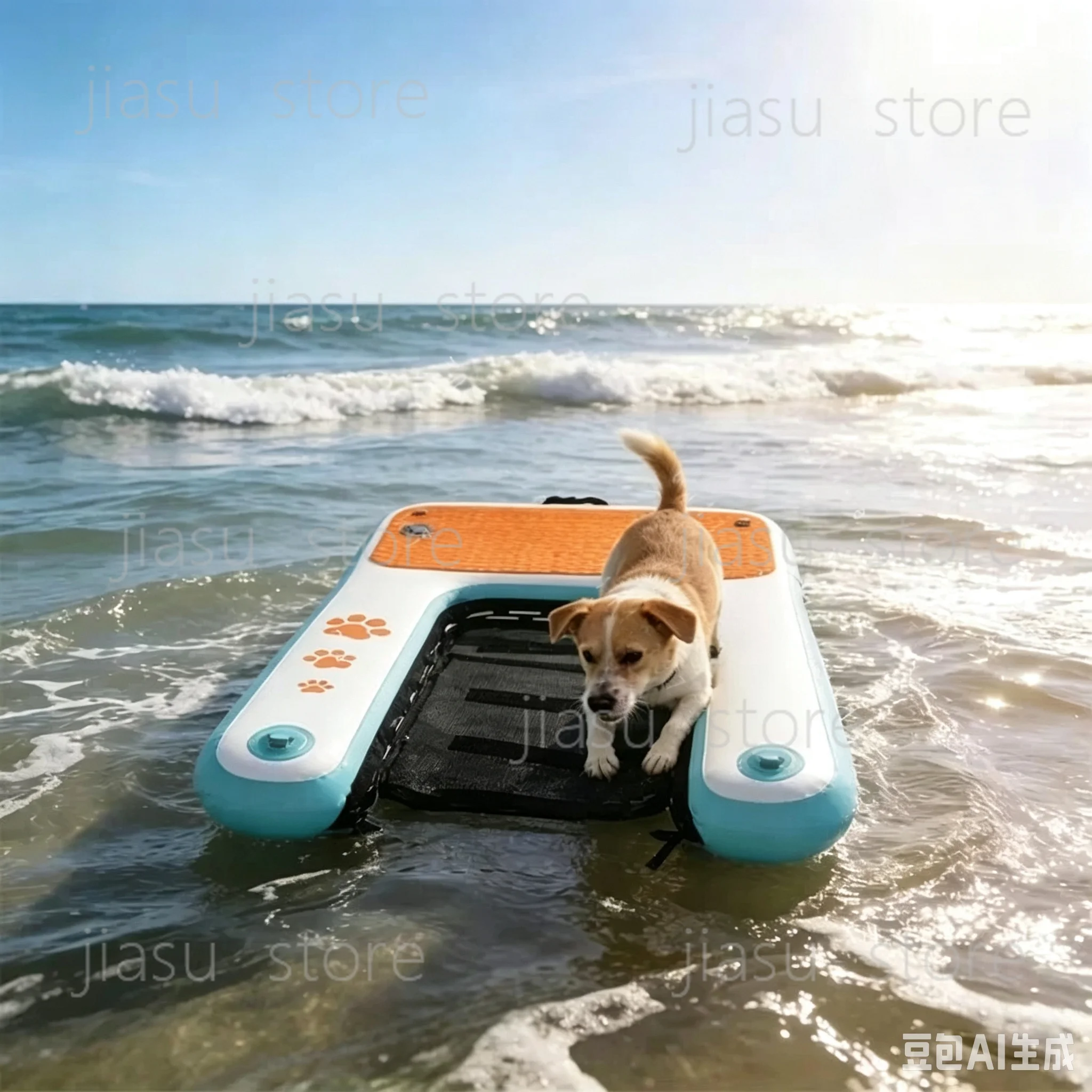 Inflatable Dog Boat Ramp PVC Non-Slip Floating Platform and Pup Plank for Pool Lake Dock Pond