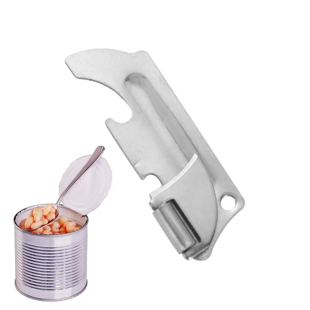 Kitchen Accessories Stainless Steel Can Opener 2-in-1 Folding Bottles Opener Durable Side Cut Opener Gadget Outdoor Use