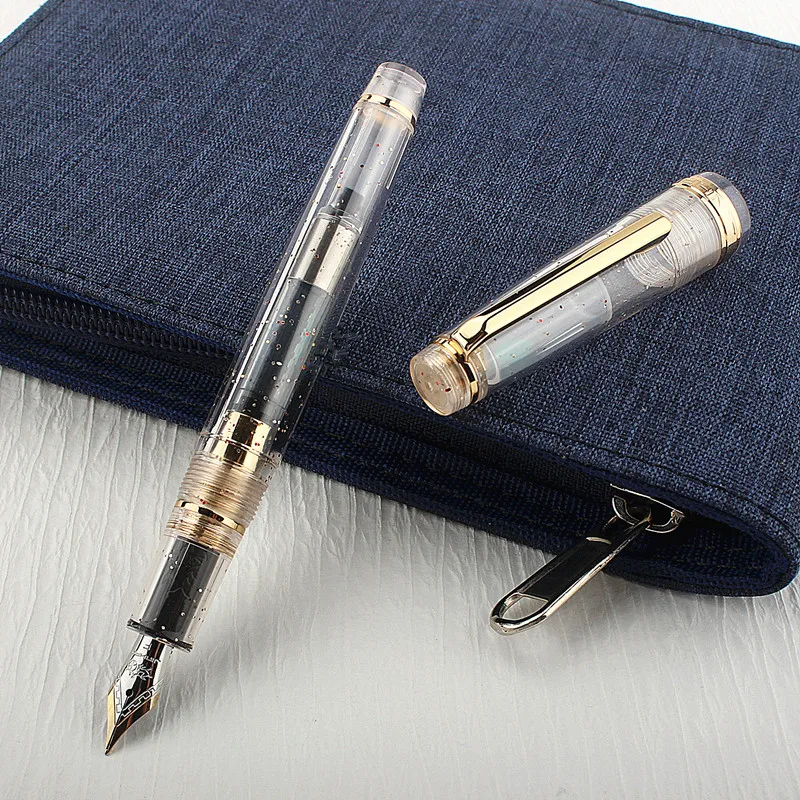 JinHao 82 Fountain Pen Fluorescent Transparency Spin Pen Converter F M Nib Business Stationery Office School Supplies Ink Pen