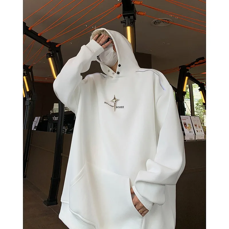 

Men's Hooded Heavyweight Long-sleeved Jacket Clothes Spring And Autumn Sweatshirt Y2k Hipster Hip Hop Wear Street White Hoodies