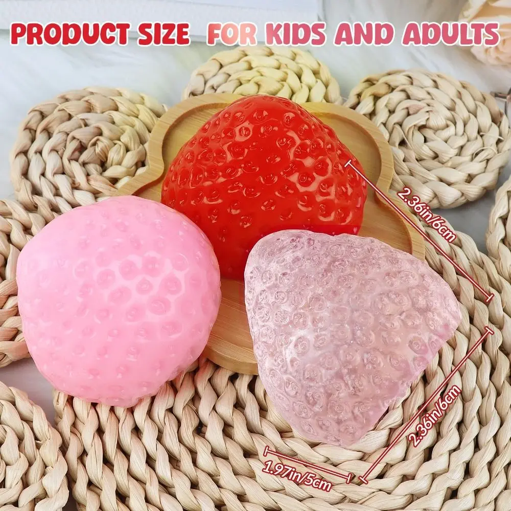 TPR Strawberry Squishies Upgrade Version OPP Packaging Strawberry Squeeze Toys Soft Touch Sticky Texture Fruit Squishies