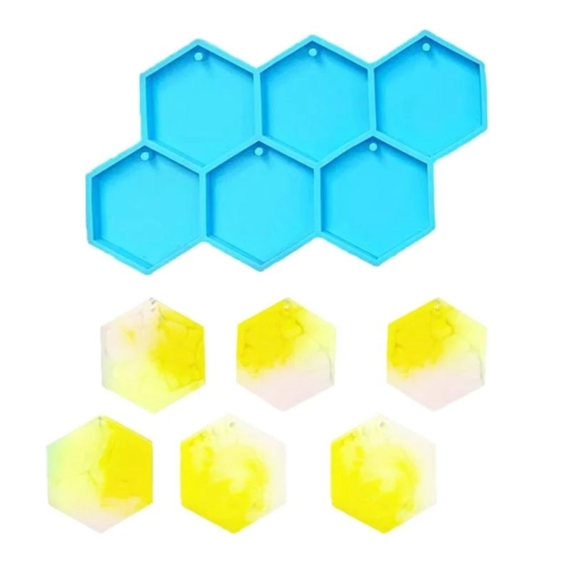 

6-cavity Hexagon Earring Silicone Mold Geometry Pendant Keychain Mold Hexagon Pendant Mold DIY-Jewelry Tools