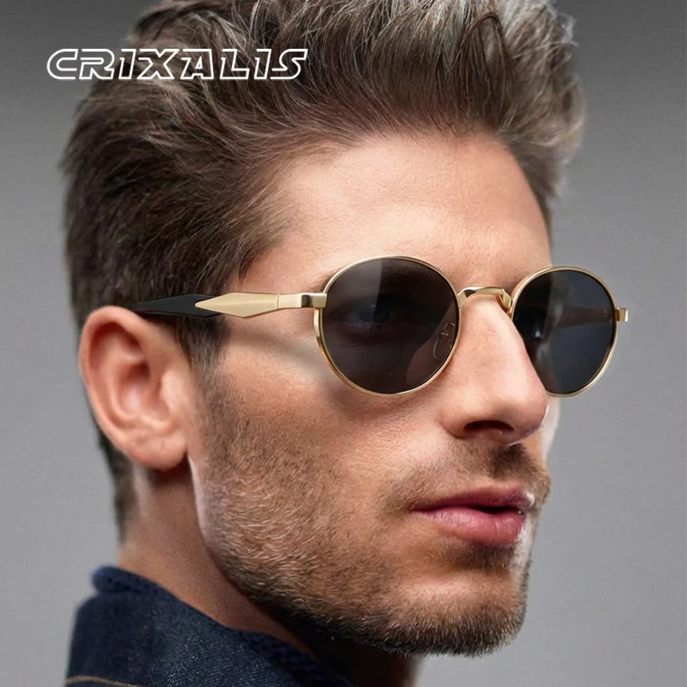 CRIXALIS Vintage ovale Vollrahmen-Sonnenbrille für Herren, Angeln, Laufen, Outdoor, Damen, Herren, klassische Retro-Modebrille, UV400