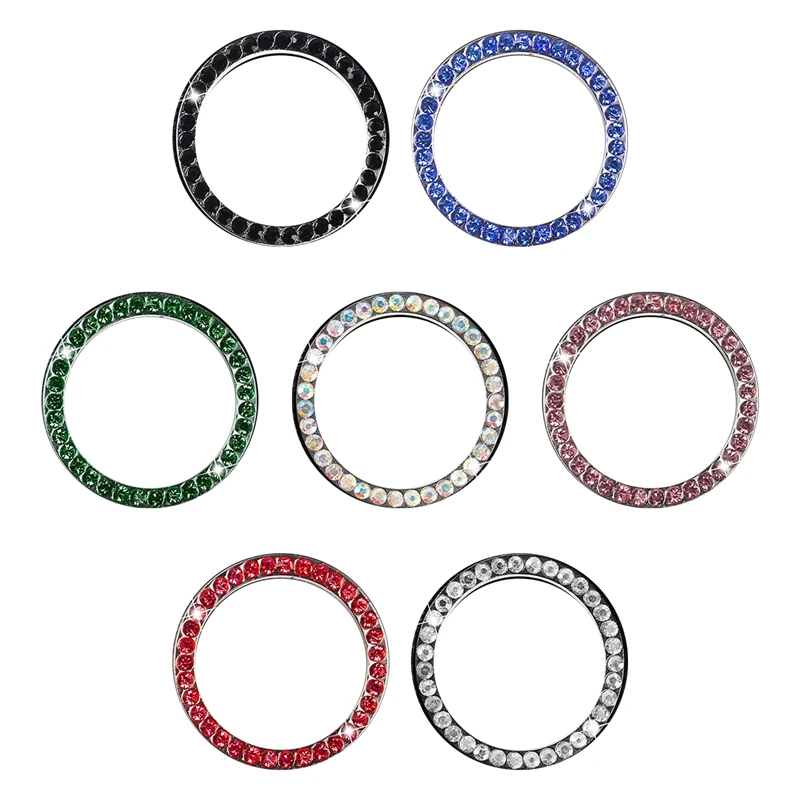 

New Car One-key Start Button Decoration Ring with Diamond Rhinestone Circle Start Stop Switch Ring Auto Interior Car Accessories