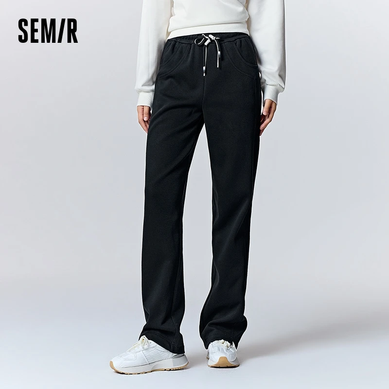 

Semir Casual Pants Women Fleece Trousers Simple Temperament 2023 Winter New Comfortable Straight Pants