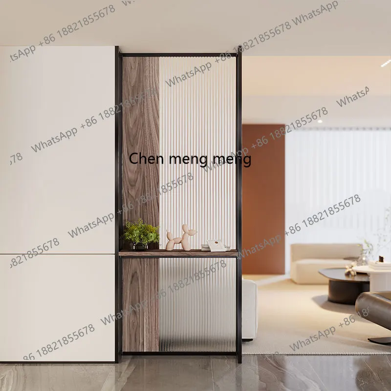 

Ultra-white glass screen partition living room entrance door Geshan modern simple solid wood light luxury entrance rack