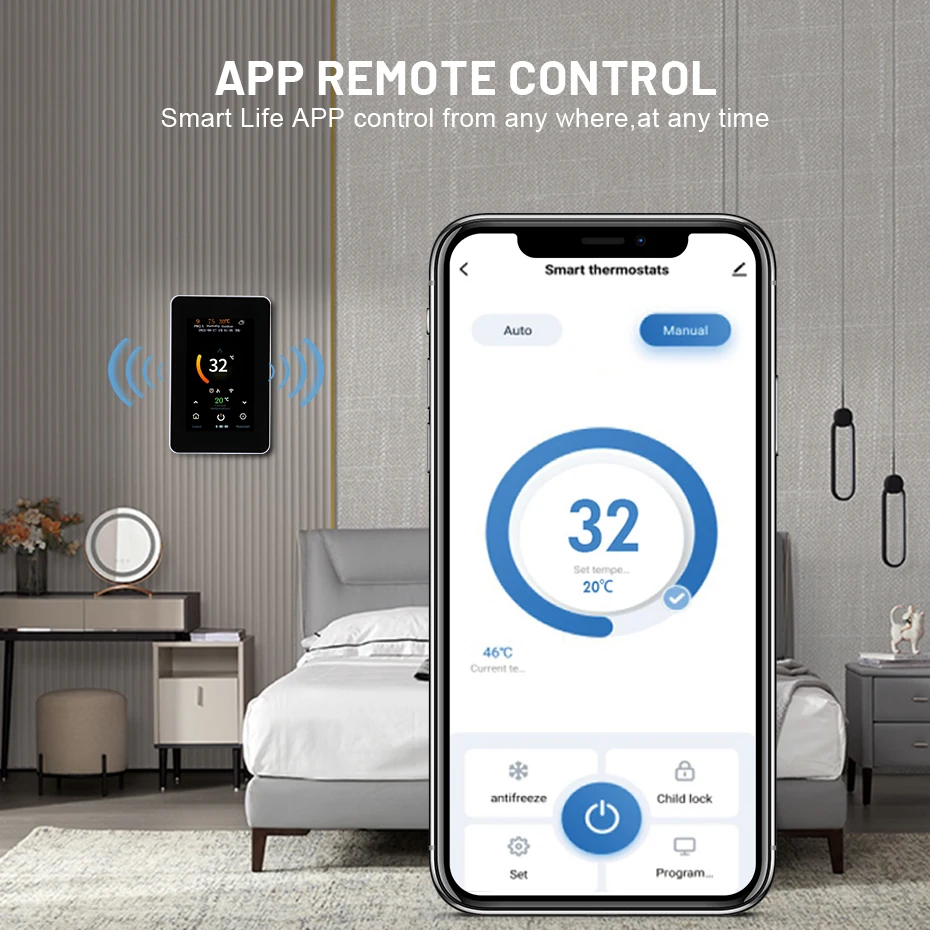 Tuya wifi termostato inteligente piso elétrico aquecimento de água controlador temperatura co2 e sensor umidade alexa google casa