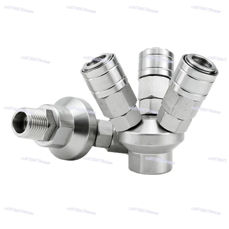Stainless steel self-locking round tee SMY outer wire pneumatic C-type quick connector air compressor SMV round two-way