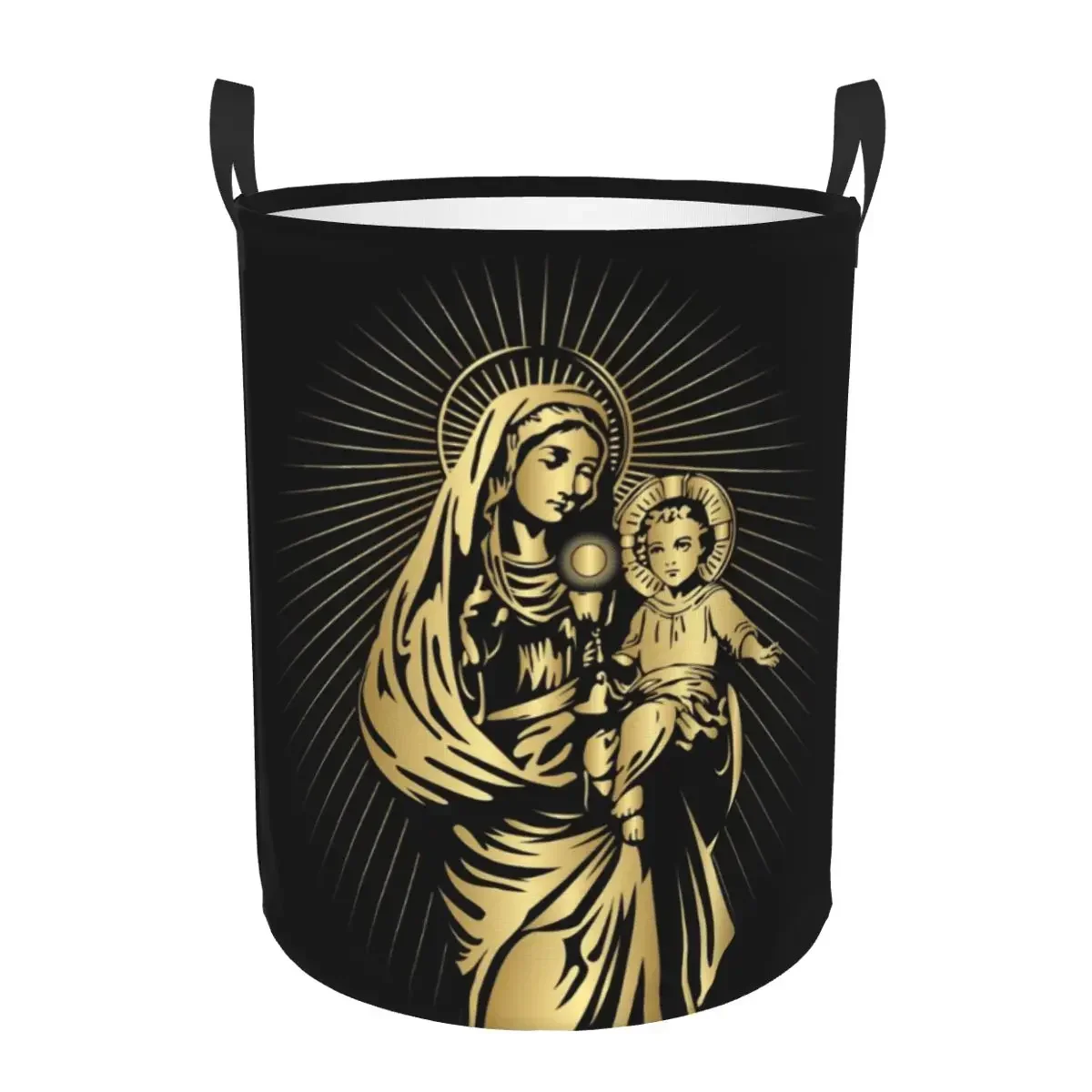 The Virgin Mary Laundry Basket Collapsible Christian Mexico Mexican Clothing Hamper Toys Organizer Storage Bins