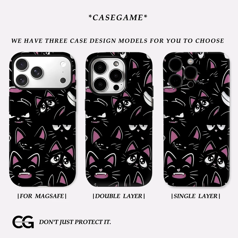 Midnight Cat Grin IPhone 17 Must-Haves Handyhülle für IPhone 17 16 15 14 13 55 Pro Max Plus Doppelschichtige Rückseite