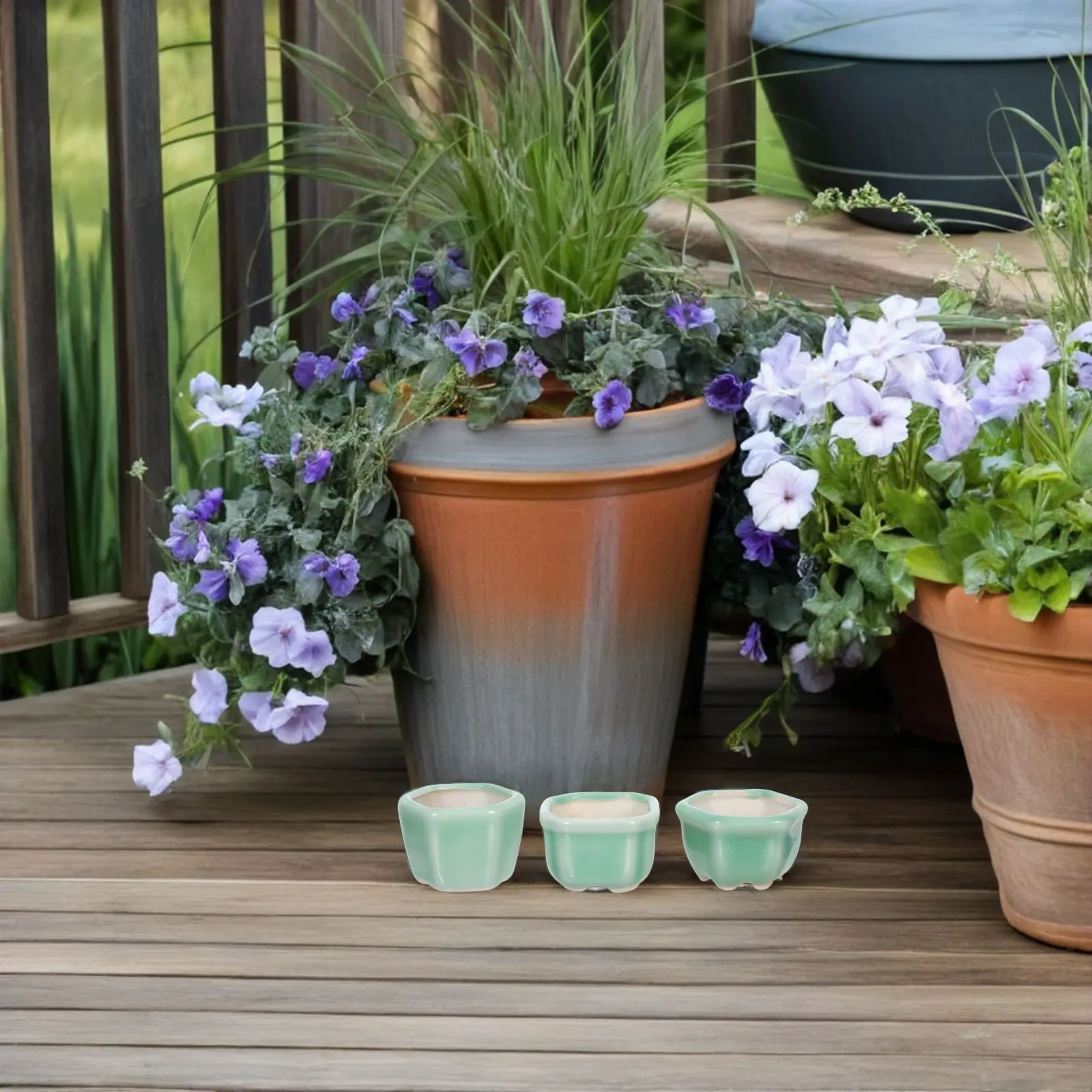 

Набор из 6 мини-горшков для суккулентов, керамические настольные кашпо для бонсай и небольших комнатных растений, креативные квадратные контейнеры для растений