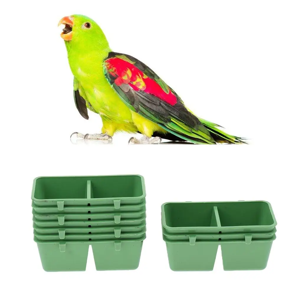 10 Pack Bird Parrot Food and Water Strong Plastic Bowl Cups Pigeons Cage Feeding Feeder Single/Double Lattice