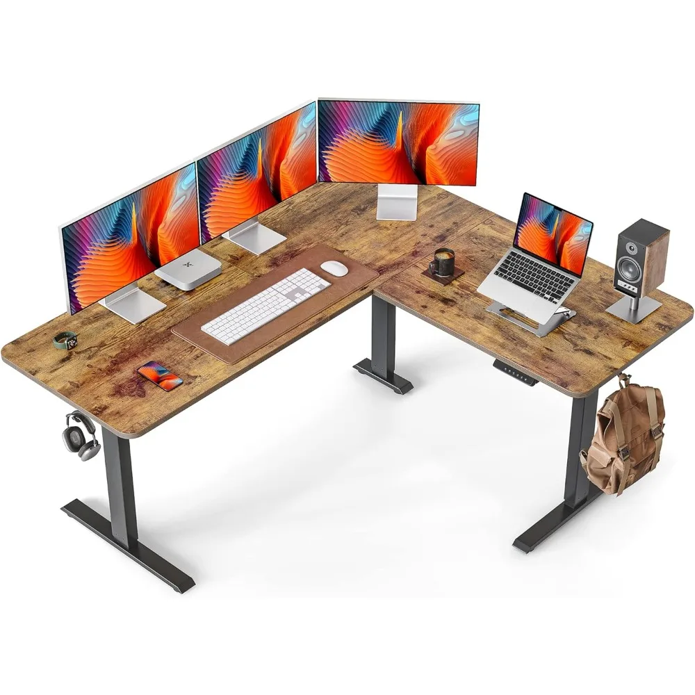 Standing Desk Adjustable Height, 63 Inch Electric Stand up Corner Computer Desk, Sit Stand Home Office Desk with Splice Board