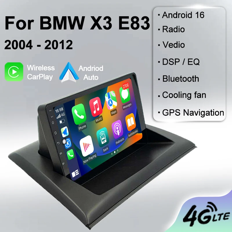 Android 16 For BMW X3 E83 2004-2012 Car Radio Multimedia Player GPS Navigation Wireless Carplay Screen Monitor Head Unit Stereo