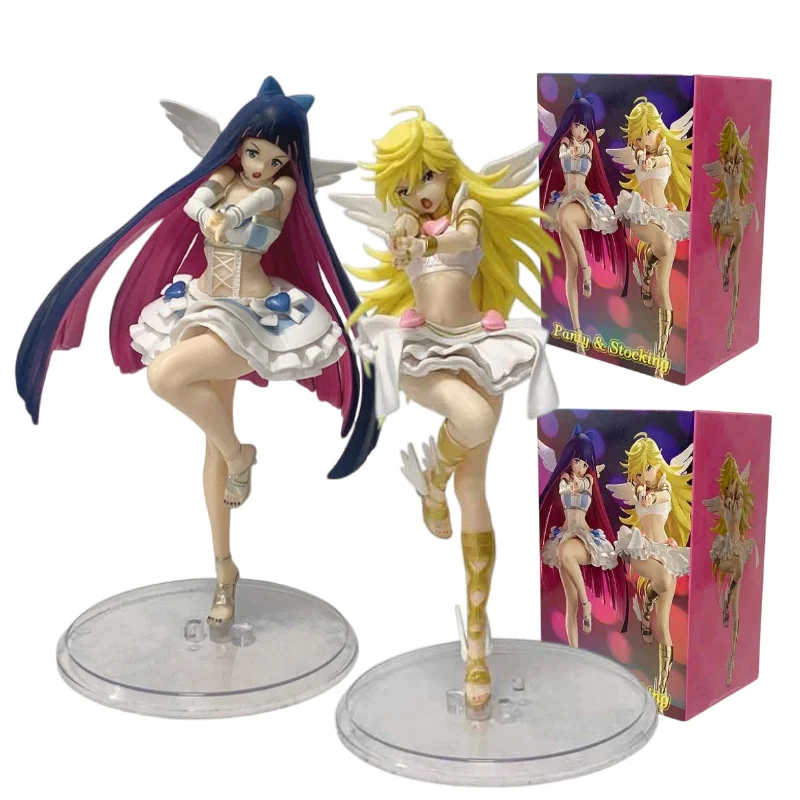 20CM Panty & Stocking mit Strumpfband Anime-Figur, Panty Stocking PVC Anime-Actionfiguren, Anime-Cartoon-Modell Spielzeug Geschenke