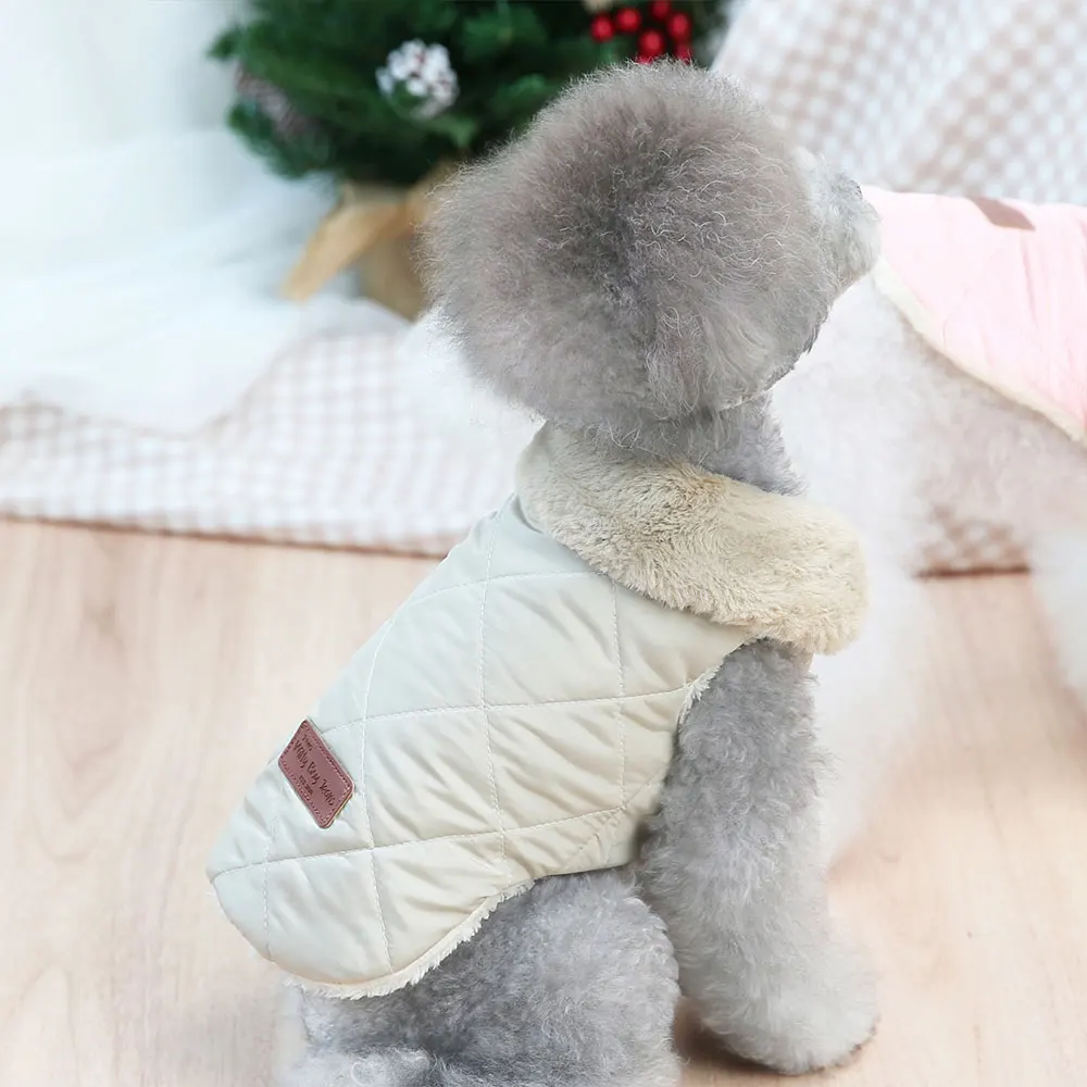 Winter Pet Jacket Clothes Super Warm Small Dogs Clothing With Fur Collar Cotton Pet Outfits French Bulldog Coat Vest Chihuahua