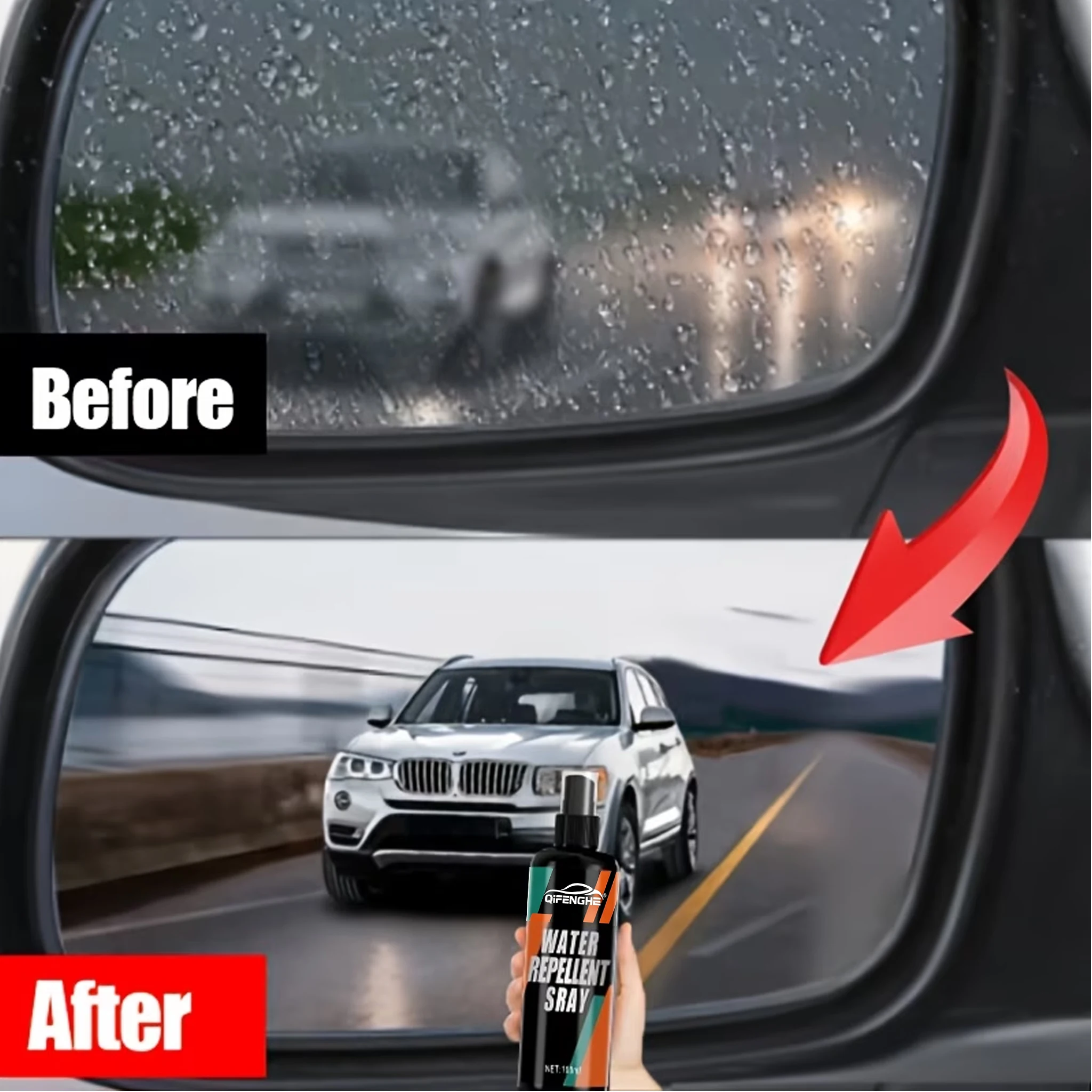 3.38oz Windshield Anti-Fog Spray, Glass Oil Film Remover, Hydrophobic Rain Repellent Coating, Car Window Wiper Accessory for Aut