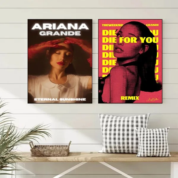 Pop Female Singer Ariana Grandes Poster Print Canvas Art Pictures Home for Living Room and Bedroom Wall Decor Frameless