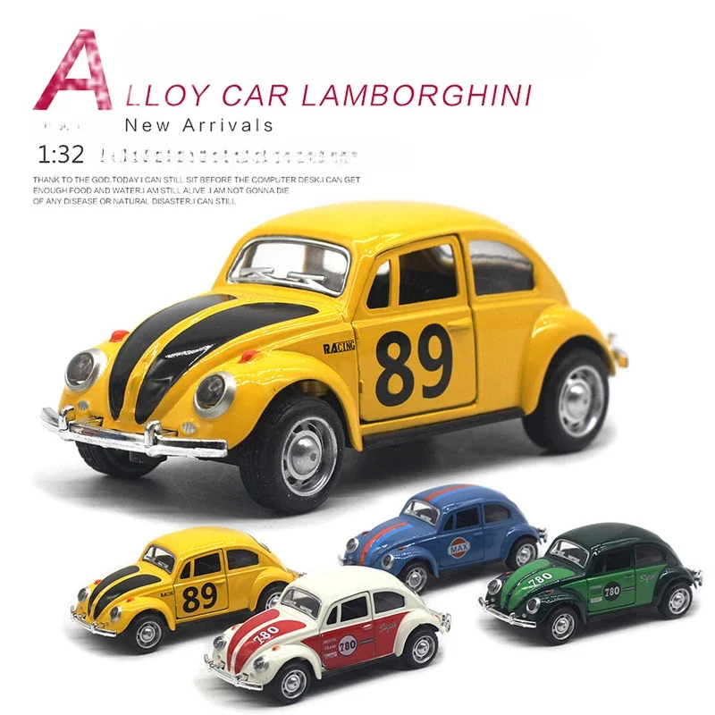 1:32 폭스바겐 딱정벌레 합금 자동차 다이캐스트 금속 클래식 장난감 모델, 풀백 기능 차량, 어린이 선물, A988