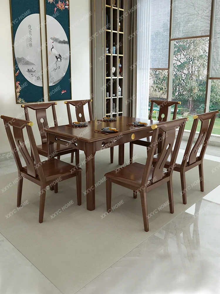 

Solid Wood Dining Table Modern Simple Home Dining Tables and Chairs Set Small Apartment Restaurant