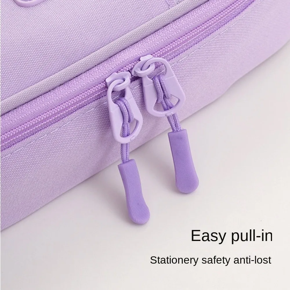 Large Capacity Pencil Cases Grid Pocket Double Layer Students Pen Bag Multi-compartment Pen Slot Stationery Storage Pouch Girls