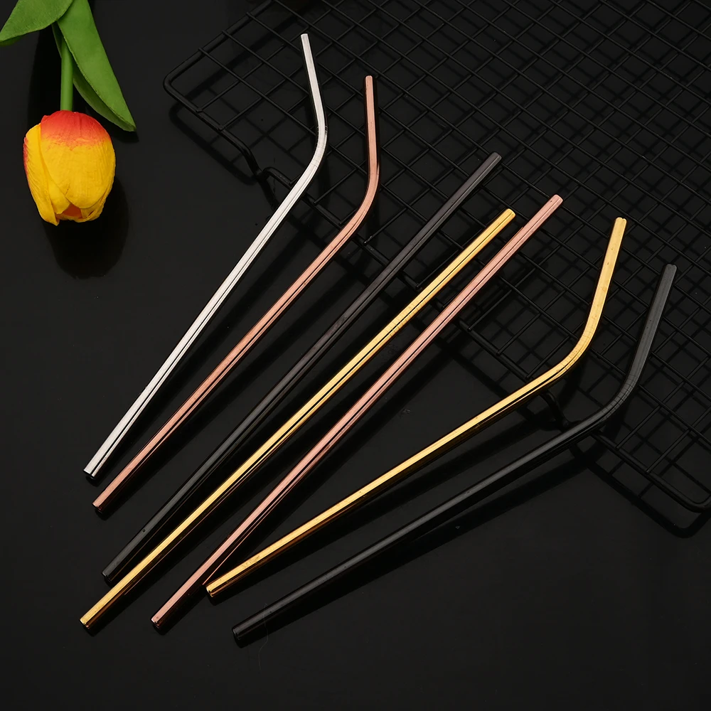 Pajitas de acero inoxidable reutilizables para beber, juego de cepillos limpiadores, pajitas ecológicas para accesorio de barra de cóctel, 3 uds.