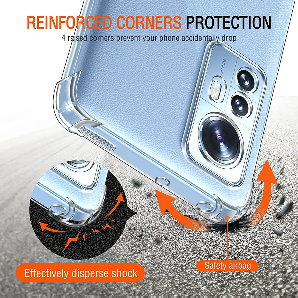 Air Bag Sockproof Clear Silicone Phone Case For Xiaomi Redmi Note 11 11S 11T 10 10S 10T 9 8 Pro 10A 10C 9A 9C 9T Cover Case view 3