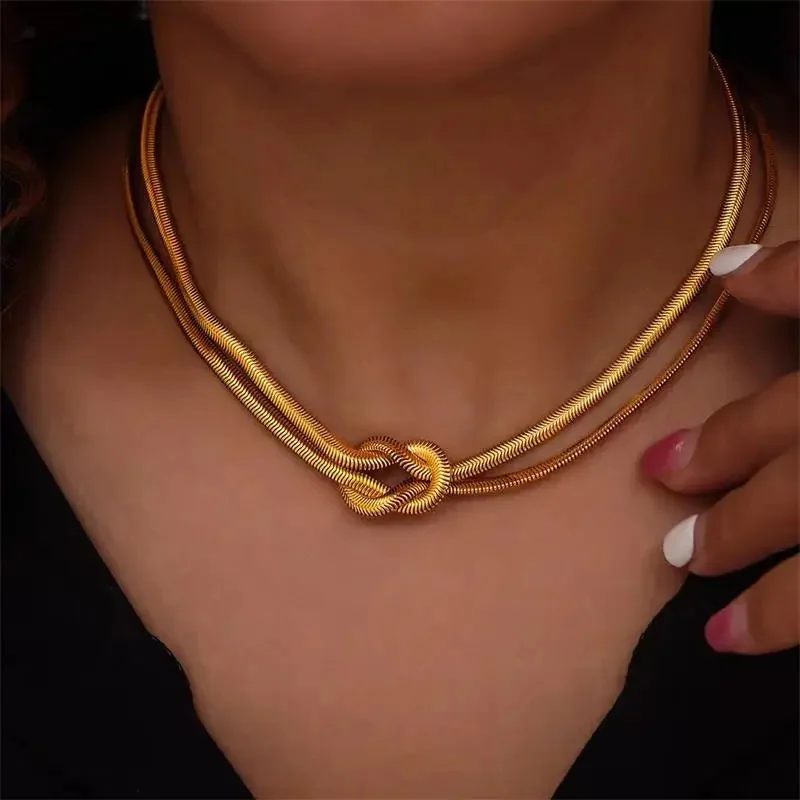 

EILIECK 316L Stainless Steel Gold Color Chain Necklace For Women Girl New Punk Thick Neck Chain Waterproof Jewelry Gift Collar