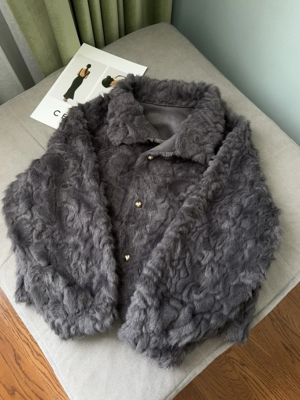 Stand Collar High-Quality Fur Imitation Mink Fur One-Piece Women's Short Jacket Fur Top