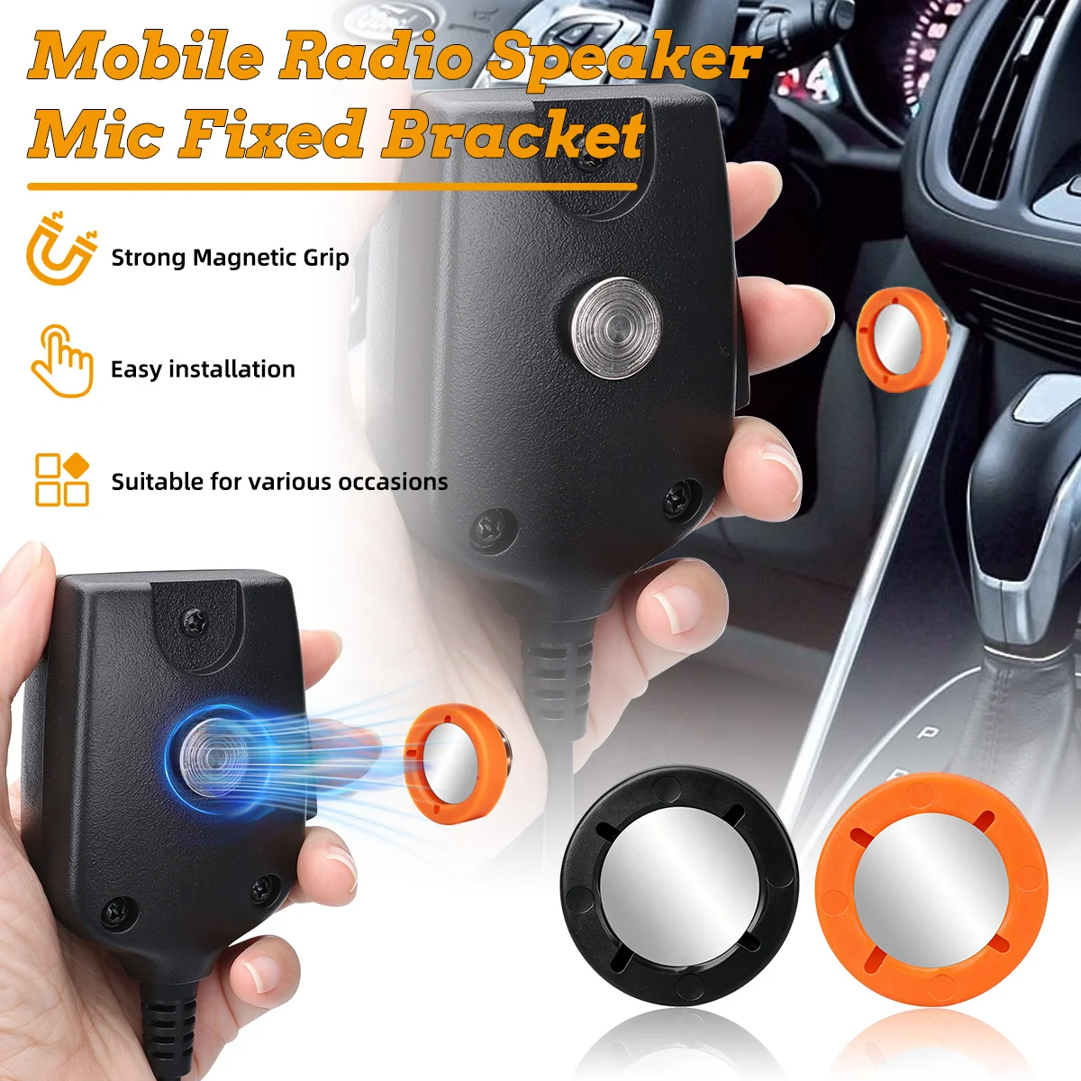 ABBREE Walkie Talkie Magnetic Microphone Holder Heavy Duty Car CB Radio Mic Mount Bracket Universal Two Way Radio Support