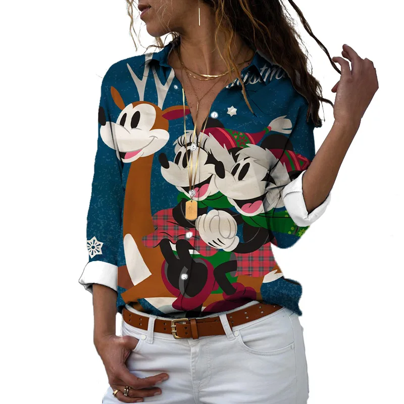 Carnival Christmas Disney Mickey and Minnie Anime 3D Printing Fall New Harajuku Style Cute Casual Top Beach Cartoon Shirt 2022