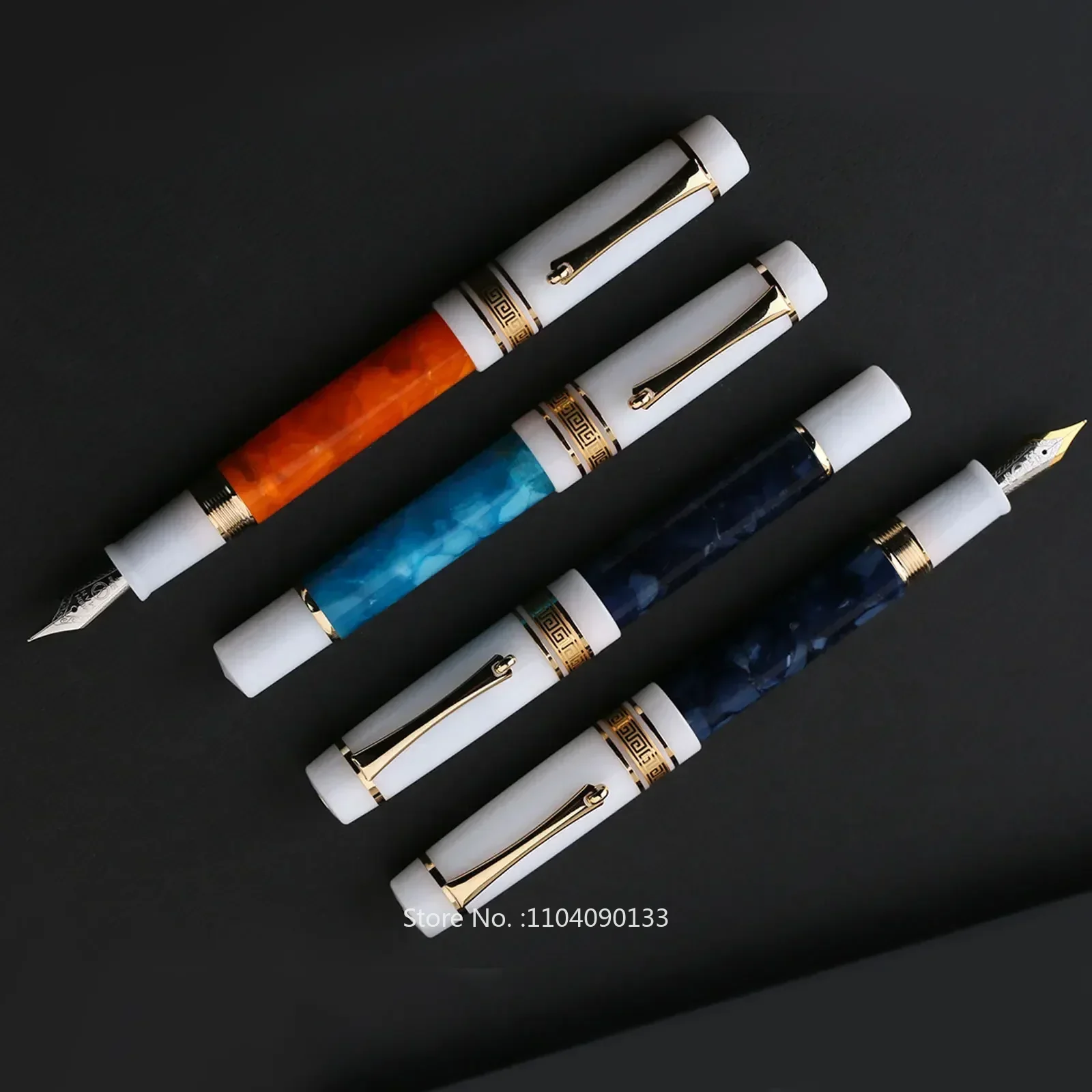 New MAJOHN M400 Resin Fountain Pen #6 sliver EF/F Nib with Converter Big size design Ink Pen Office school supplies gift pens