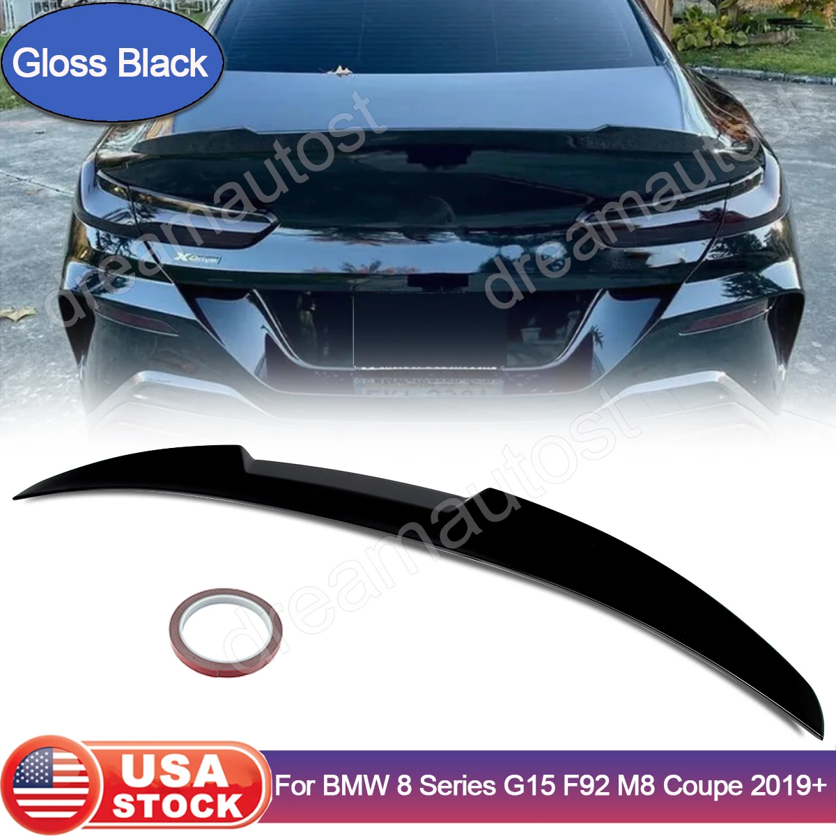 Fit For BMW 8 Series G15 M8 F92 Coupe 840i 850i M850i M8 Rear Trunk Spoiler M4 Style Gloss Black 2018 2019 2020 2021 2022 2023+
