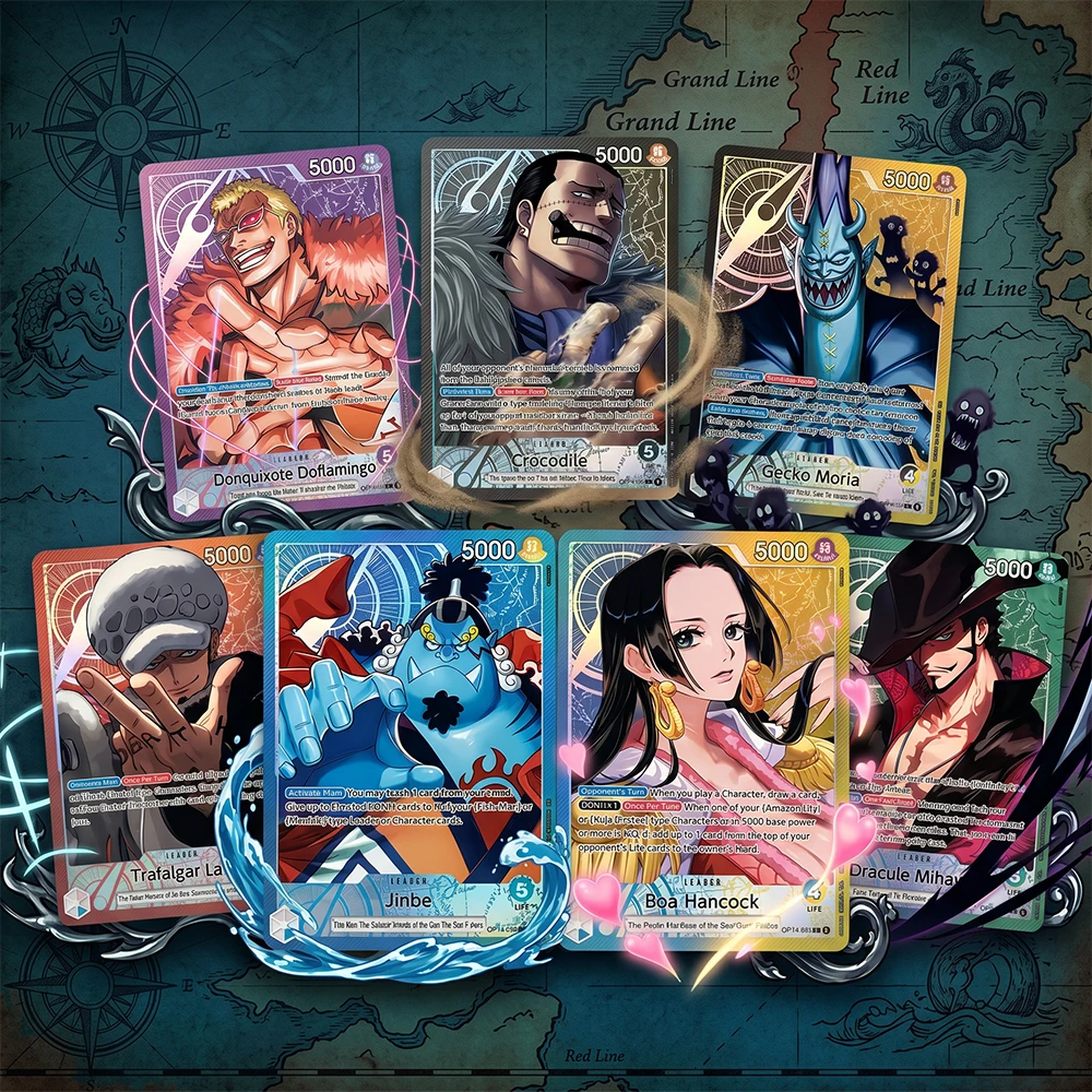 Anime OPCG Collection Card OP14 The Azure Sea S Seven Dracule Mihawk OP14-020 Leader Alt Art Boa Hancock Foil Flash Card Gift