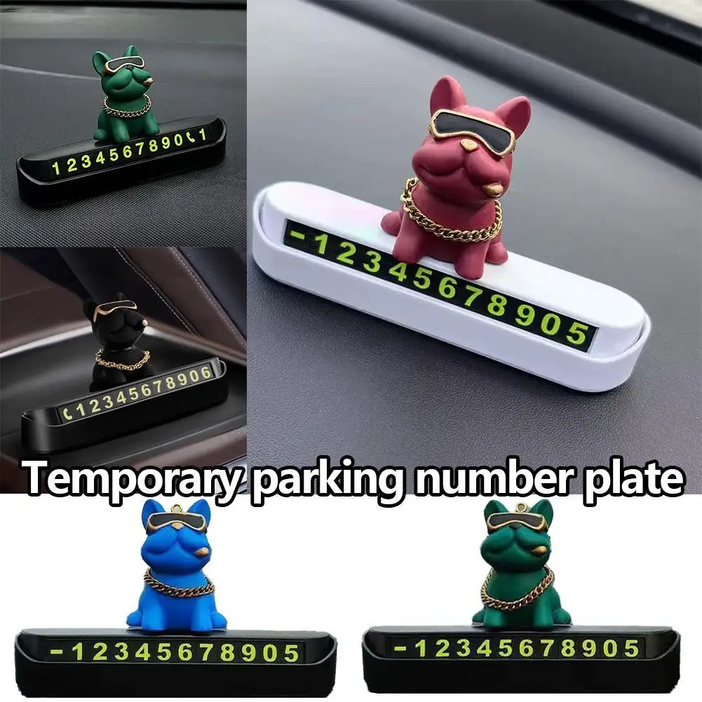 

Creative Temporary Parking Number Plate Local Tyrant Dog Car Phone Number Plate Decoration Ornament 3D Cute Car Interior