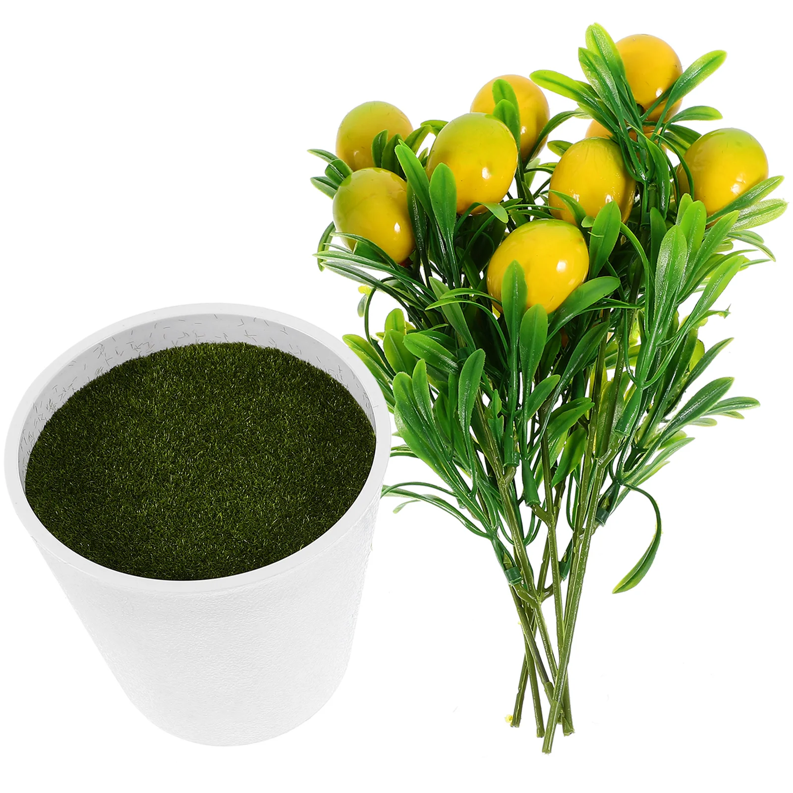 

1 set 1 Set Potted Artificial Lemon Branches Simulation Faux Fruit Plant For Home Office Decor Desktop Adornment Realistic Green