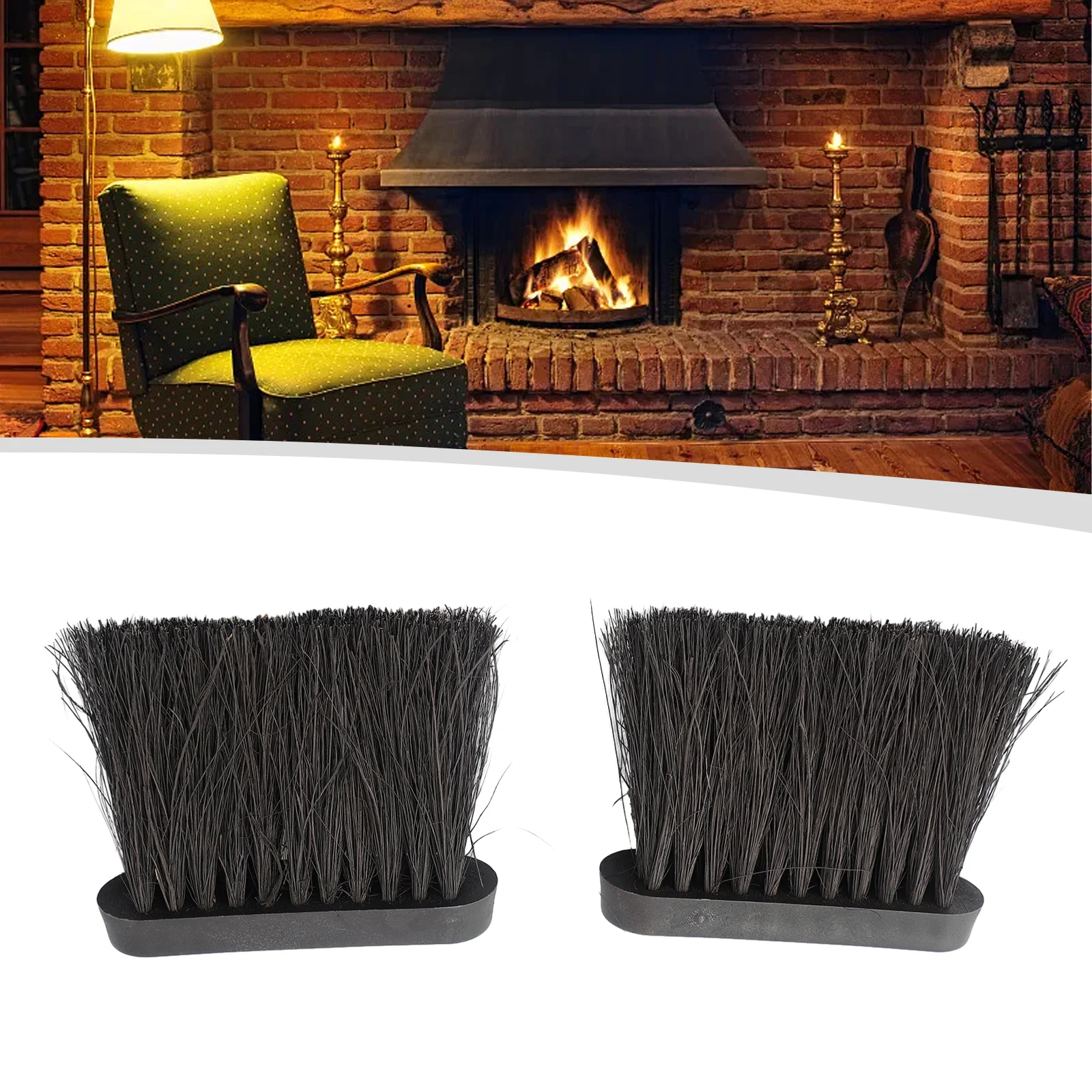 2PCS Oblong Replacement Spare Hearth Brush Head Refill For Companion Sets Fireplace Tool Brush Fireplace Brush