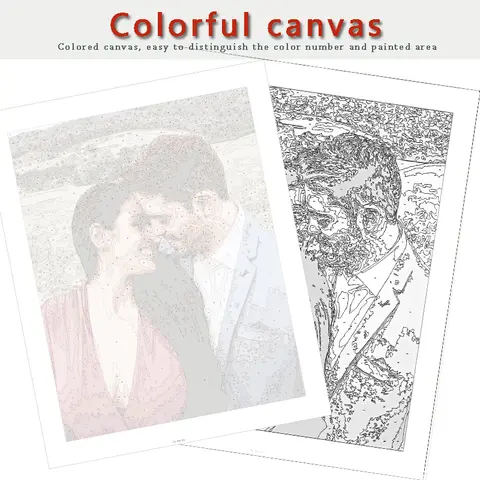 Canvas Paint Numbers Picture By 24/36/48 Color Personalised Paint By Numbers Photo Custom DIY Oil Painting By Number Picture Canvas Portrait Family Children