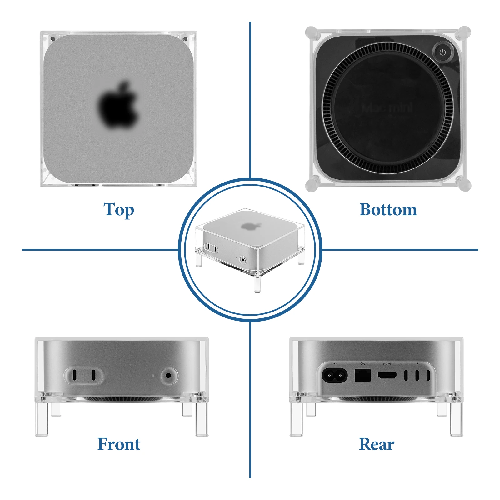 Geekria Clear Acrylic Dust Cover Compatible with 2024 Mac Mini M4,  2024 Mac Mini M4 Pro Stand - Accessories, Desktop Host Cover