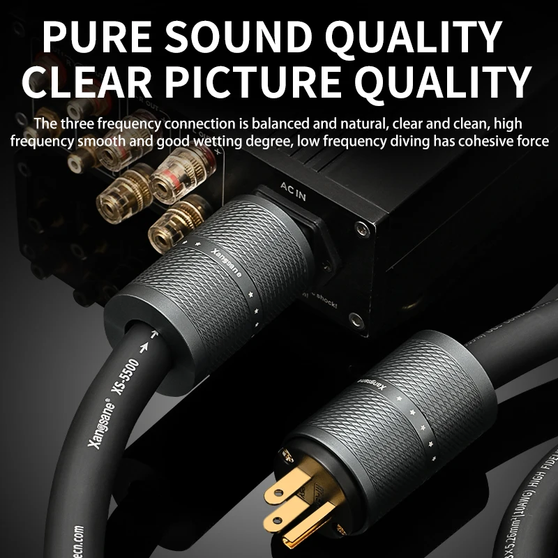 XS-5500 amplificador de cobre de un solo cristal congelado 6N antes y después de 15 cables de alimentación estándar americanos cuadrados de alta potencia