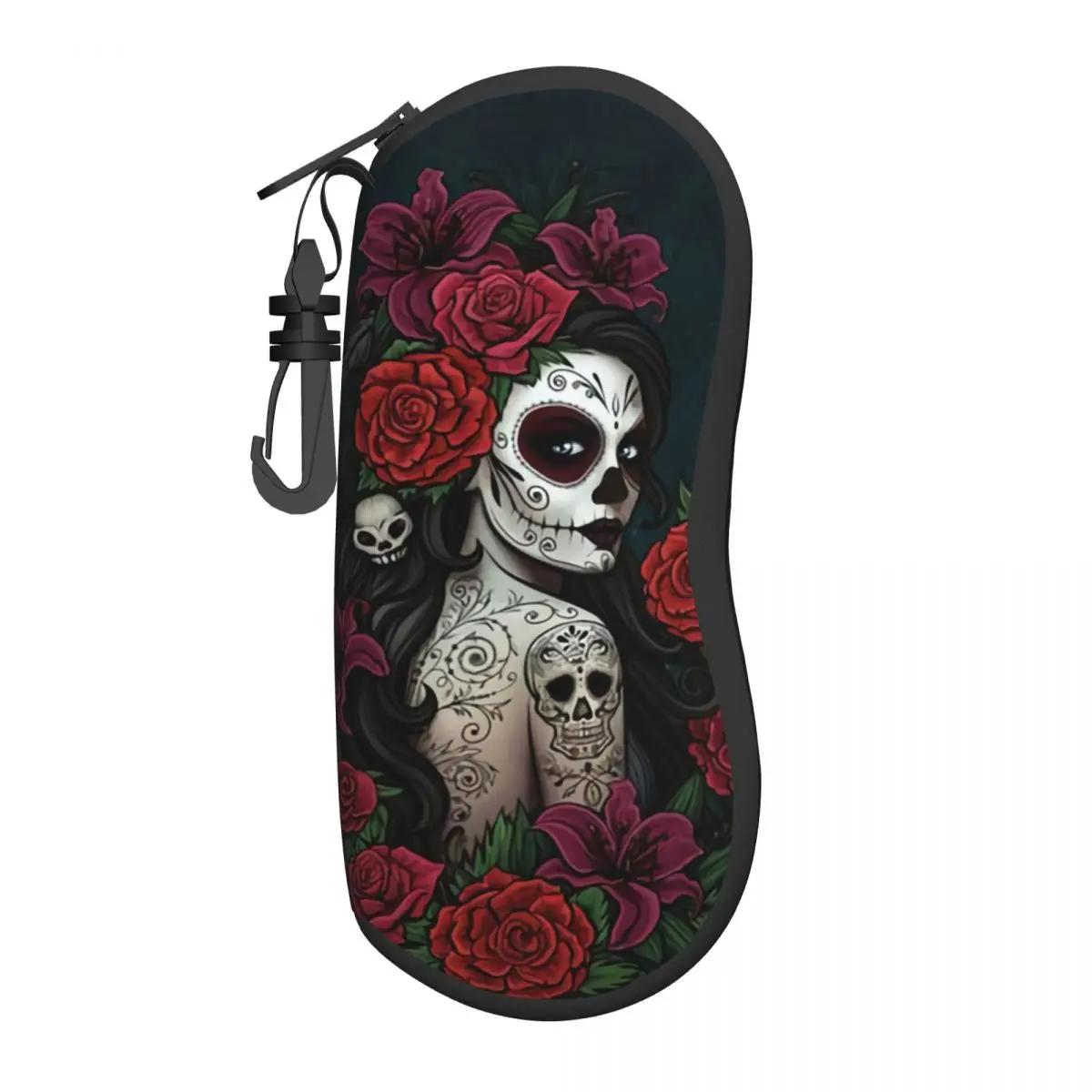 

Mexican Sugar Skull Day Of The Dead Shell Eyeglasses Protector Cases Cute Sunglass Case Skeleton Gothic Halloween Glasses Pouch