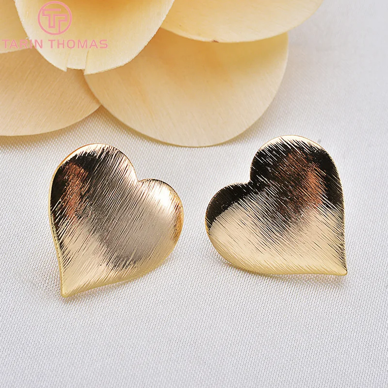 (2086)10PCS 19x19.5MM 24K Gold Color Brass False Heart Form Stud Earrings High Quality Diy Accessories Jewelry Recognitions