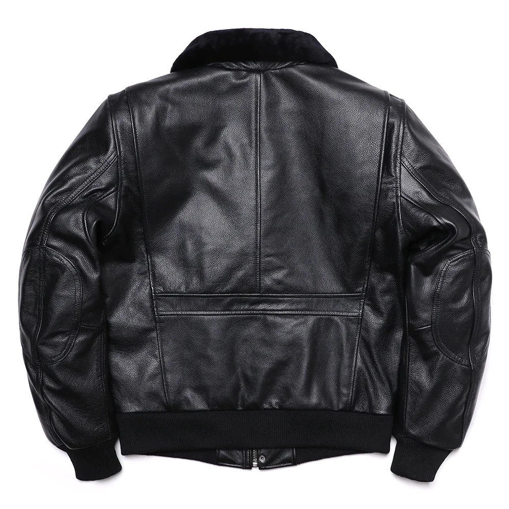 G1 Style Wool Collar Air Force Flight Jacket Natural Cowhide Genuine Leather Pilots Coat Thicken Warm Clothes Motorcycle Cloth