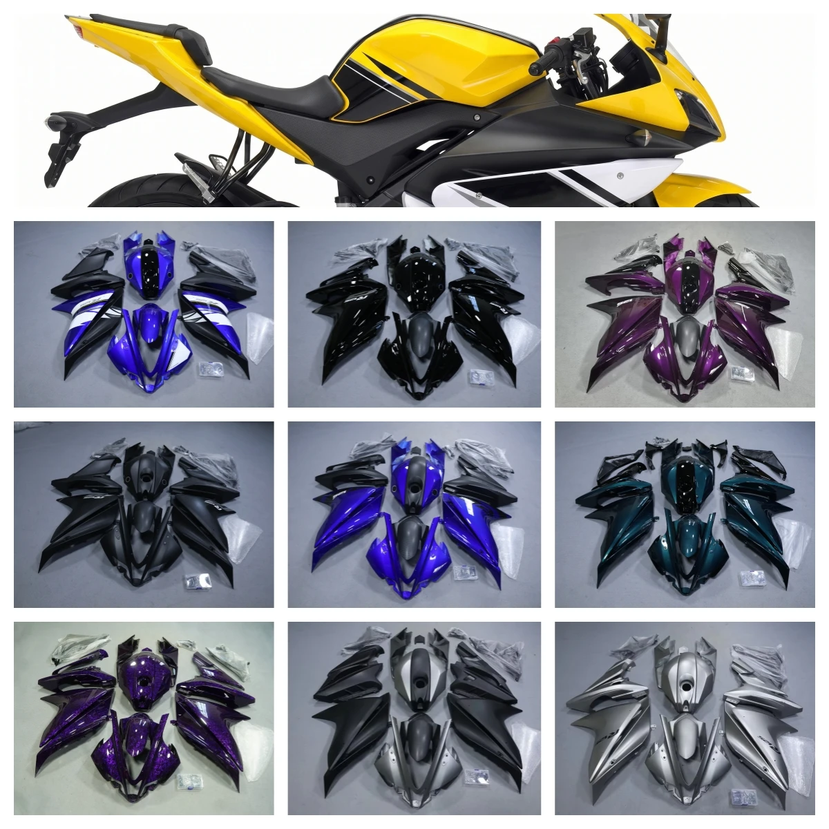 Pasuje do Yamaha Yzf R125 Yzf-R125 2013-2018. Zestaw owiewek motocyklowych w różnych stylach, wykonany metodą wtryskową. Zestaw paneli karoserii.