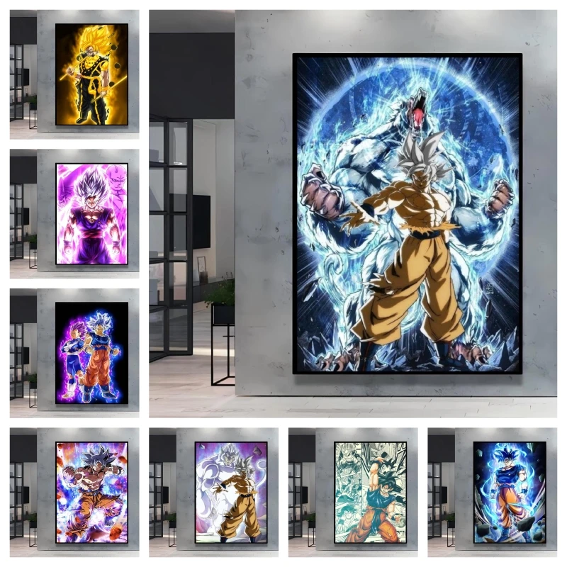 

Super Cool Dragon Ball Goku Wall Art Shows The Posture of Super Strong Combat Power with Rich Details A Must Have for Anime Fans