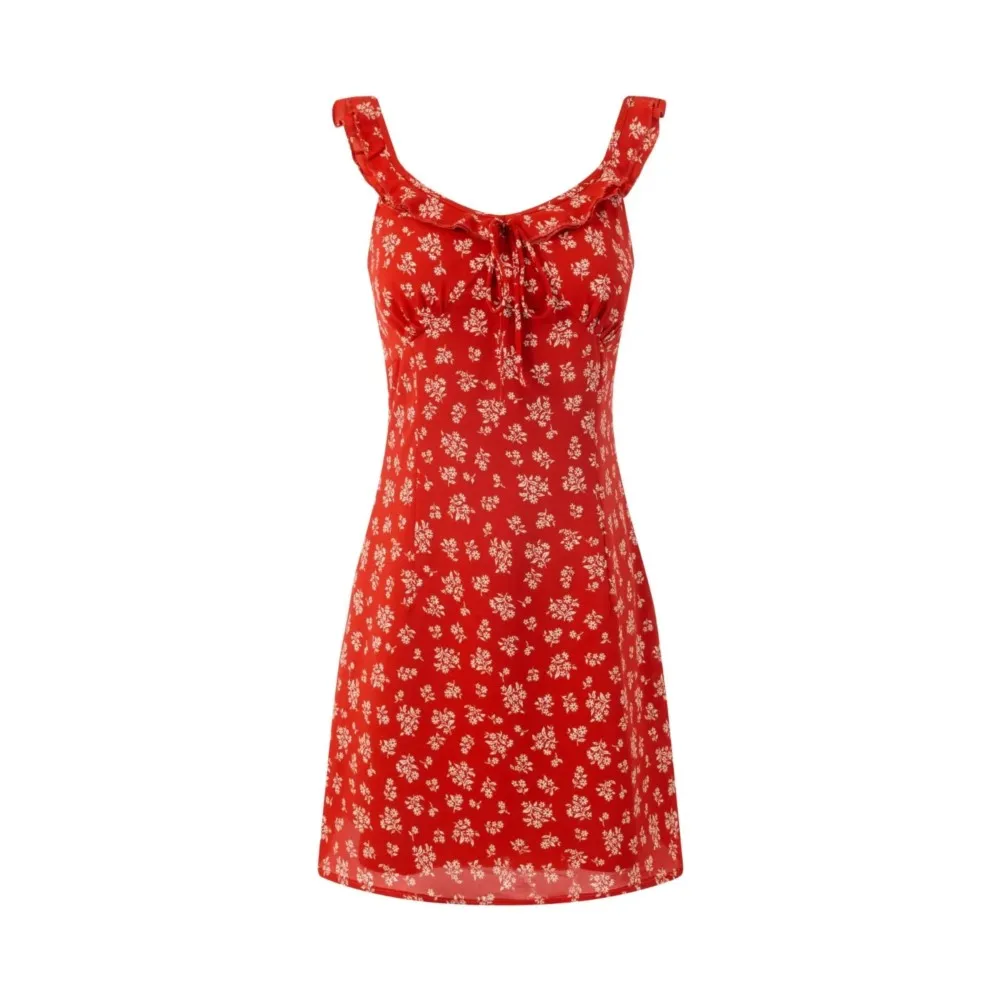 

Summer Floral Print Spaghetti Strap Dresses For Ladies A-line Dress Vestidos French Retro Slim Sling Trendy Fashionable Holiday